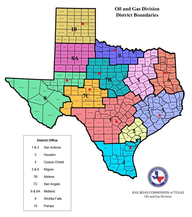 Texas Oil and Gas District Boundaries